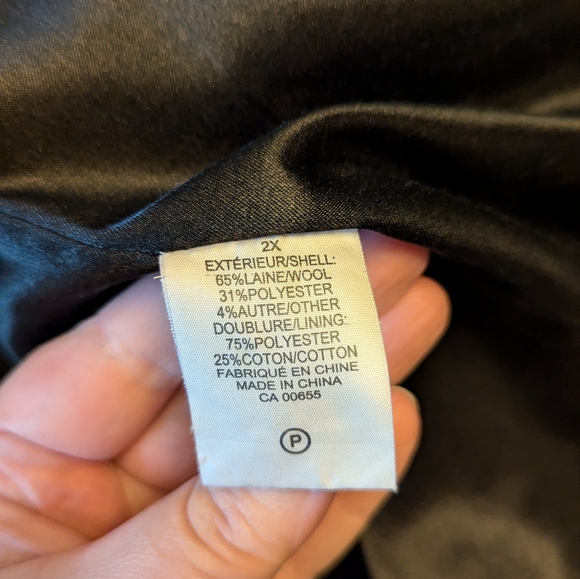 Pennington's sz2X black wool blend mid length button coat VGUC - Picture 9 of 10